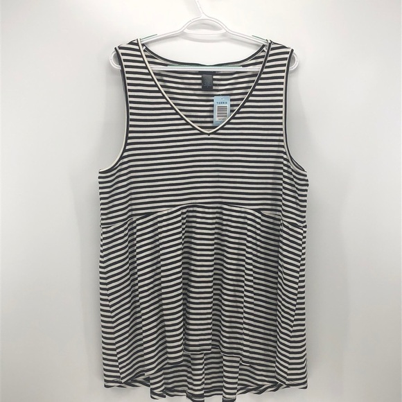 Torrid stripped tank top hi lo ribbed black white - Picture 1 of 4